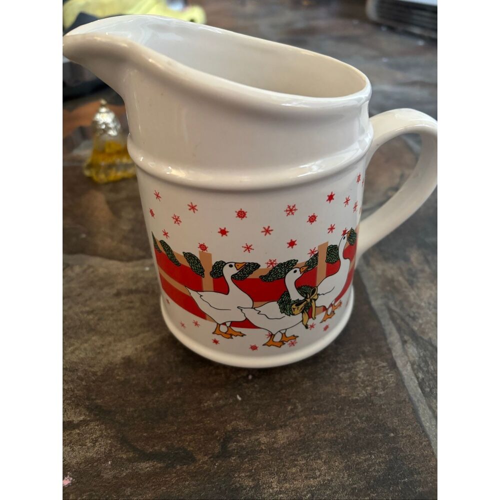 Vintage Traditions Ceramic Handled Pitcher Geese Design